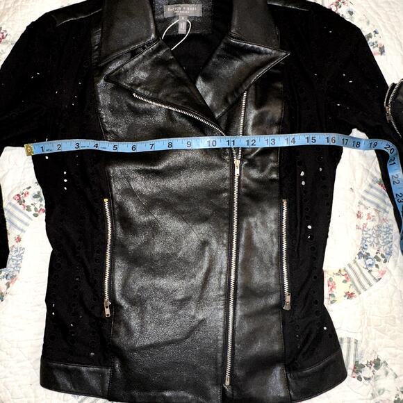NEW SACHIN & BABI LIGHTWEIGHT LEATHER BIKER JACKET EYELET SLEEVES & BACK BELT - Picture 6 of 10